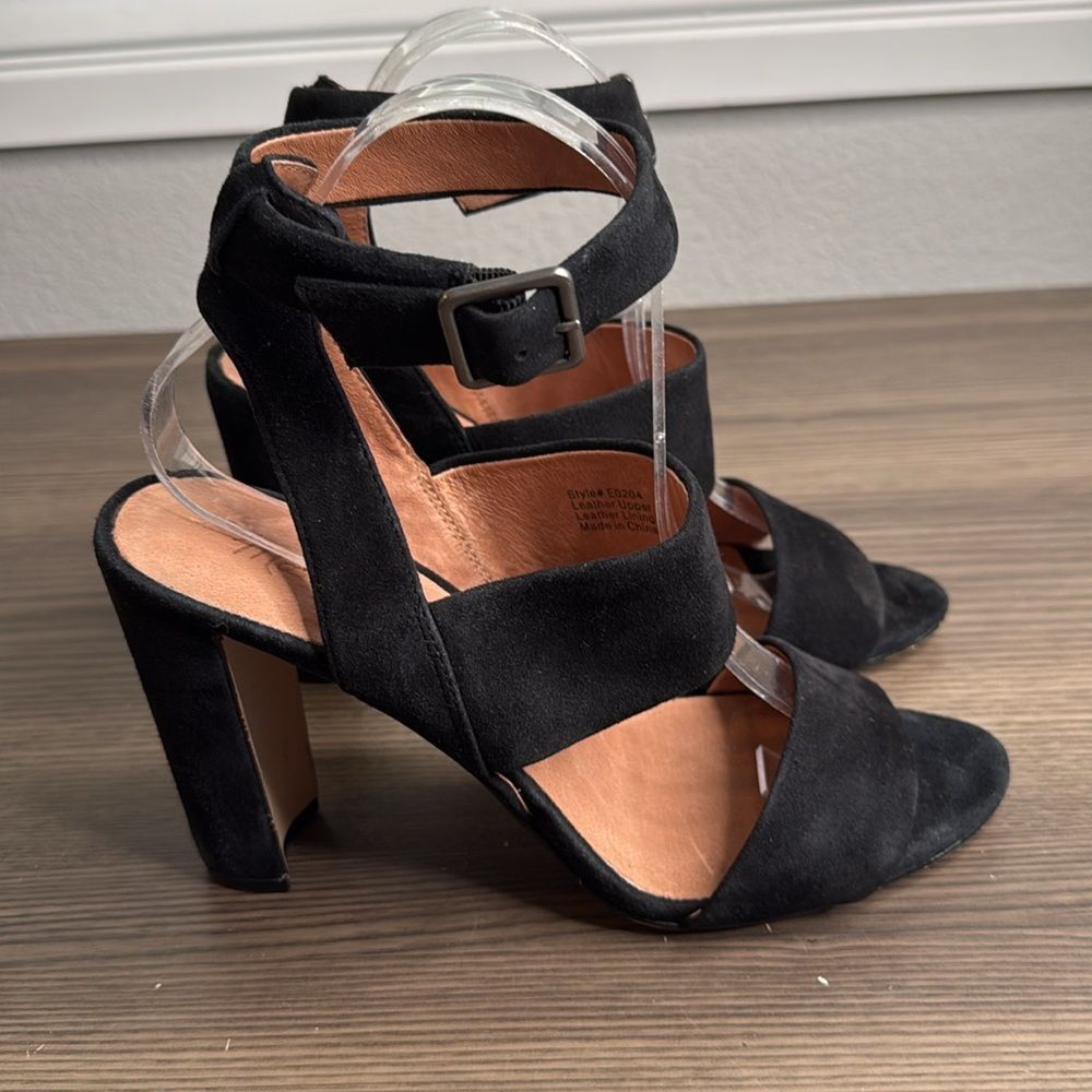 Madewell Black Suede Leather Octavia Heels Size 9